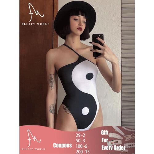 Women Summer Sexy One Shoulder Off Shoulder Y2K Oblique Shoulder Gossip Print Bodysuit Stretchy Beach Party Vacation Clothing