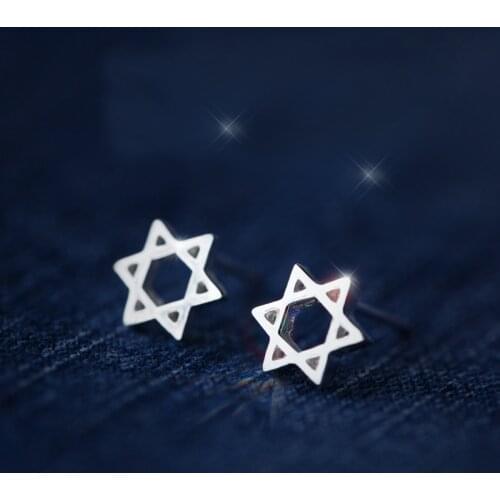 MloveAcc Brand Fashion 925 Sterling Silver Hexagram Stud Earrings for Women Girls S925 Silver Jewelry Lover Gift