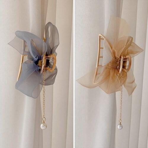 New Elegant Net Yarn Bowknot Metal Geometric Hair Claws Clamp for Women Ladies Hairpins Barrettes Hair Styling Accessories