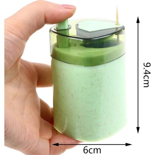 1pcs Cute Automatic Toothpick Holder Container Wheat Straw Household Table Toothpick Storage Box Toothpick Dispenser