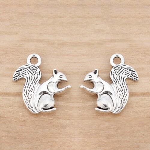 10 Pieces Tibetan Silver 3D Squirrel Charms Pendants Beads 2 Sided for Necklace Bracelet Jewelry Making Accessories 20x17mm