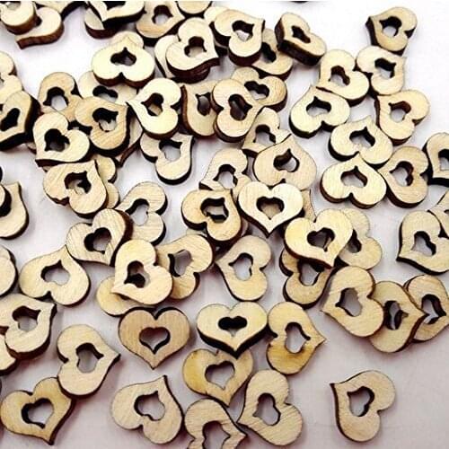 200pcs Wooden Hollow Love Heart Rustic Wedding Table Scatter Decoration Crafts