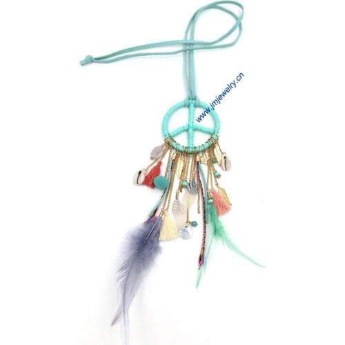 2016 New design Luxury choker statement bib collar Necklace Bohemian Necklace vintage leather feather pendant necklace tassel