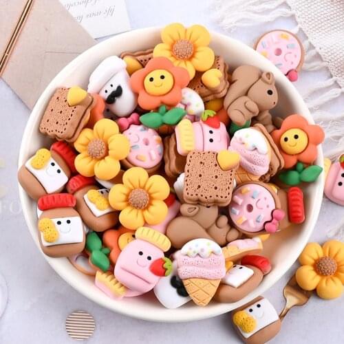 30pcs Simulation Resin Cookie Desserts Accessories Materials DIY Craft Supplies Phone Shell Patch Art Ornaments Kids Food Toys