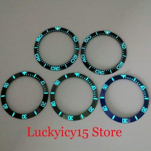 38mm Wristwatch Bezel Insert Green Super Blue Luminous Marks for 40mm Watch