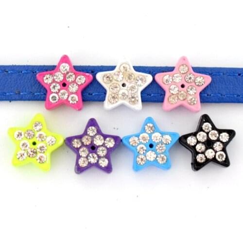 8mm Hole Spray Painted Star Slide Charms Slide Beads DIY Accessories Handmade Jewelry For Bracelets Key Chains Pet Collar