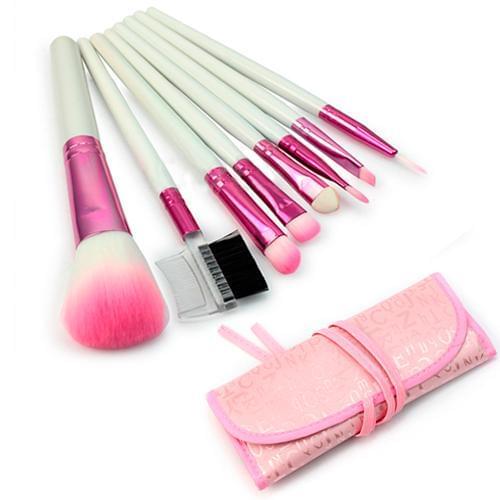 8 Pcs Pink Pro Makeup Brushes Set Eyeshadow Cosmetic Brush Kit Pink Case Beauty & Health Makeup Brushes & Tools