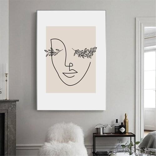 Abstract Line Figures Face Minimalism Nordic Posters And Prints Wall Art Canvas Painting Wall Pictures For Living Room Decor