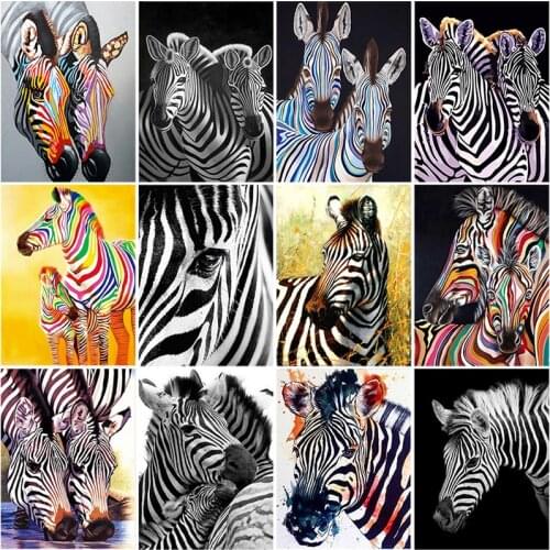 DIY 5D Diamond Painting Zebra Cross Stitch Mosaic Embroidery Animals Rhinestone Picture Full Round Drill Manual Hobby Home Decor