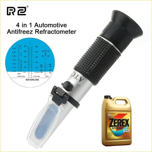 RZ Automotive Antifreeze Refractometer Tester Freezing point Urea Adblue Battery fluid Glass water Meter ATC Refractometro