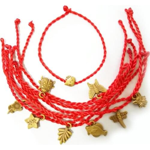 Sale Wholesale Multiple Styles Plant Animals Red Thread String Bracelet Lucky Rope Bracelet for Women Men Lover Couple Gift