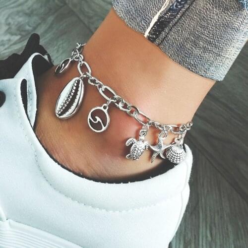 Anklets with faux shell / turtle / scallop /wave design for women