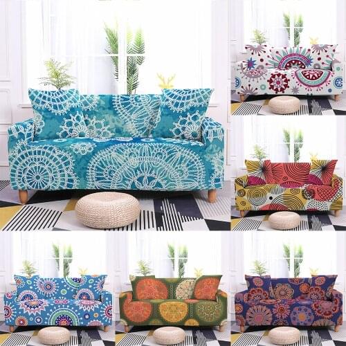 Geometry Mandala Spandex Elastic Sofa Cover Tight Wrap All-inclusive Couch Cover for Living Room Sectional slipcover 1/2/3 Seat