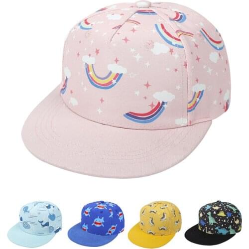 Children Baseball Cap Summer Breathable Kids Sun Hat Cartoon Print Dome Hats Boy Girl Hip Hop Cotton Snapback Caps for 3-7 Years