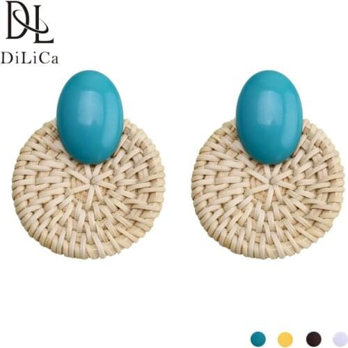 DiLiCa Fashion Earrings for Women Wooden Earrings Handmade Bohemian Earrings Jewelry Boucles d'oreilles en bois