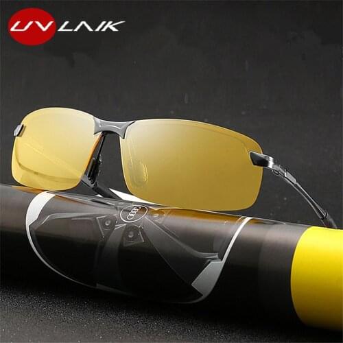 UVLAIK Driver Night vision goggles Eyewear for Men Polarized Sunglasses Alloy Frame Sunglass retro driving sun glasses