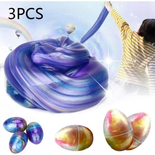 3 Pcs Crystal Slime Putty Toy Soft Egg Colorful Fluffy Slime Stress Relief Sludge Toys Jelly Mud LBV
