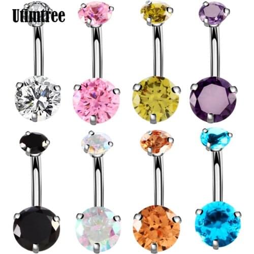 Utimtree Steel Zircon Navel Rings Black Belly Button Rings Body Piercing Barbell Piercings Ombligo Sexy Body Jewelry Piercings
