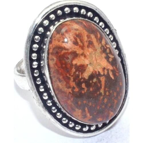 Genuine Spider Web Jasper Ring Silver Overlay over Copper, USA Size 7 , R8071