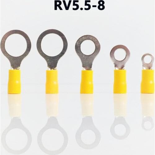 RV5.5-8 YELLOW color Ring insulated terminal suit 4-6mm2 Cable Wire Connector cable Crimp Terminal 50PCS/Pack free shipping