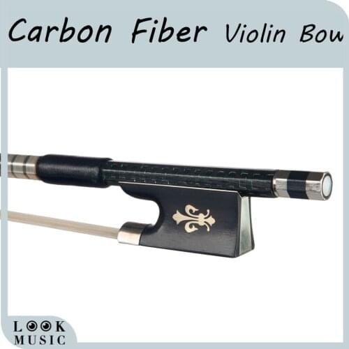 4/4 Carbon Fiber Violin Bow Green Silk Braided Carbon Fiber Round Stick Cupronickel Mounted Ebony Frog Well Balance