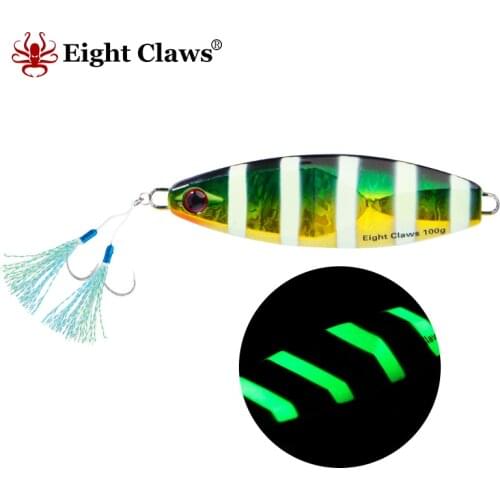 EIGHT CLAWS 80g Slow Jigging Metal Fishing Lure Shore Casting Jigs Swimbait Artificial Hard Bait Pesca Isca