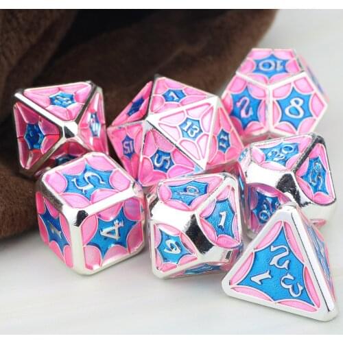 Metal dnd dice set tabletop MTP RPG rainbow d&d dice dungeon and dragon d20 Orange polyhedral dice with bag D20 D12 D10 D8 D6 D4