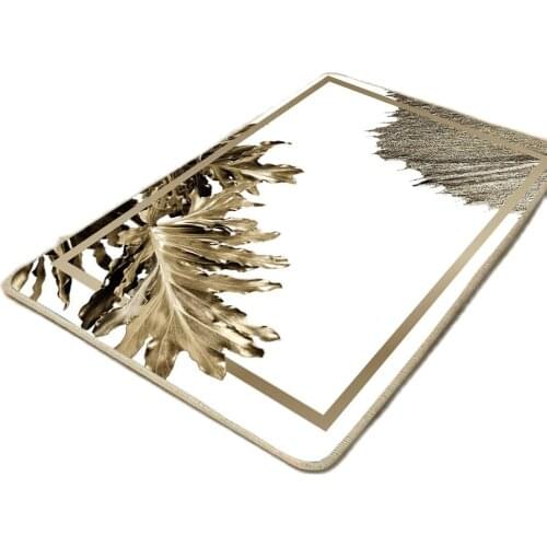 White Gold White Leaf Set of 2 Washable Closets Bathroom Carpet Mat Non-Slip Base Doesn 'T Odor 60x100-50x60 silky Washable