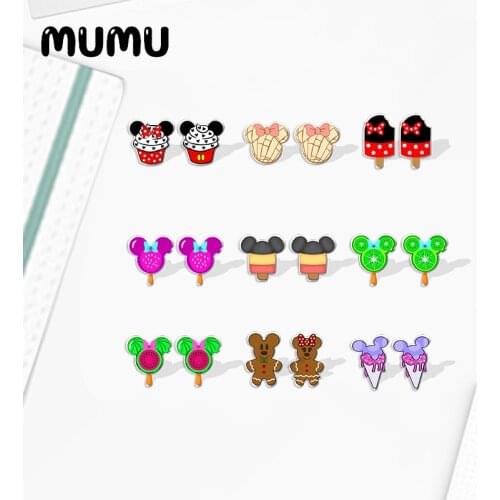 2021 New Mouse Popsicle Stud Earring Biscuit Candy Epoxy Jewelry Resin Acrylic Earrings Handmade Gifts Fans