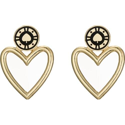 NEW Modern Women Earrings Wholesale Aesthetic Fashion Black Enamel Gold Metal Hollow Heart Vintage Earring