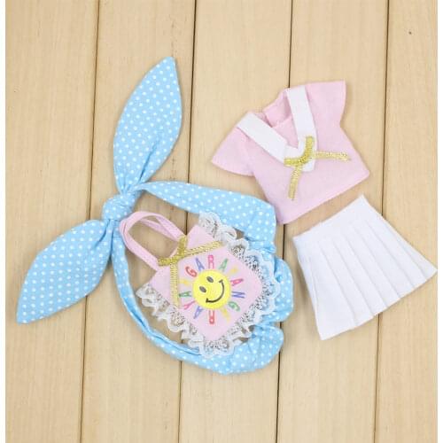 Outfits for Blyth doll Blue & Pink dress Cute and simple dressing suit for 1/6 BJD ICY DBS