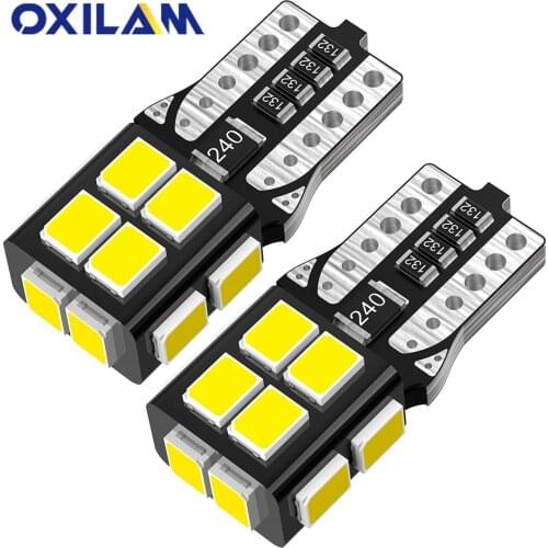 OXILAM 2Pcs T10 LED 6000K White Canbus No Error Interior Light Reading Auto Dome Trunk Lamps W5W 194 168 LED Bulb 2835 SMD 12V