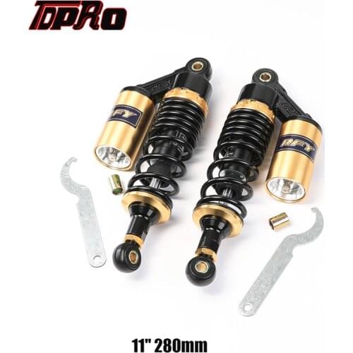 TDPRO Pair 280mm 11" Motorcycle Suspension Rear Air Shocks Absorbers Clevis Fork For Harley Honda Scooter Quad ATV Street Bikes