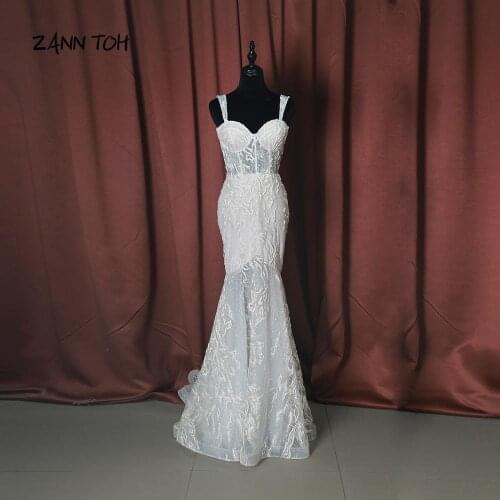 Custom Made Mermaid Dress Lace Appliques Wedding Dresses With Sweep Train Bridal Gowns Plus Size robe de mariée