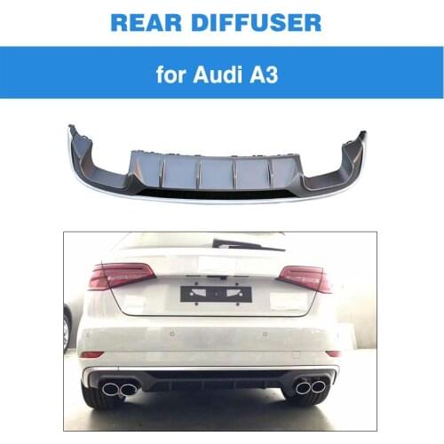 PP Rear Bumper Diffuser Lip Spoiler for Audi A3 Standard Hatchback 2 Door 2017-2019 Car Rear Lip Spoiler