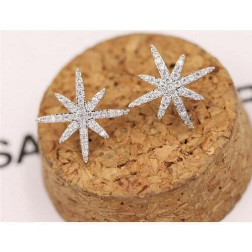 Silver Color Exquisite Jewelry Fashion Micro-inlaid Zircon Crystal Star Earring Accessories Female Personality Stud Earring Gift