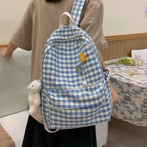 Girl Backpack Plaid School Bag Women Large Capacity Travel Rucksack Casual Ladies Nylon Backpacks Female Canvas Bagpacks Mochila