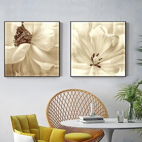Modern Gorgeous Poster Wall Pictures Abstract Big White Petals Flower Canvas Art for Living Room Asile Unique Nordic Decoration