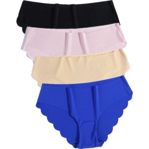 Seamless Womens Ice Silk Panties Sexy Solid Briefs Ladies Intimates Low-Rise Comfortable Underwear Female Fashion Lingerie