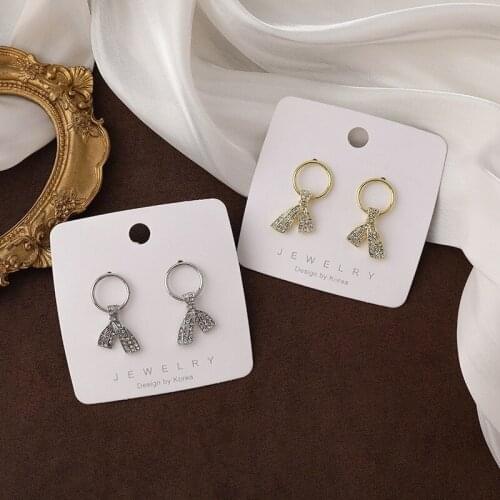 U-Magical Korean Fashion Cravat Tie Circle Dangle Earrings for Women Exquisite Rhinestone Metallic Earrings Jewelry Pendientes