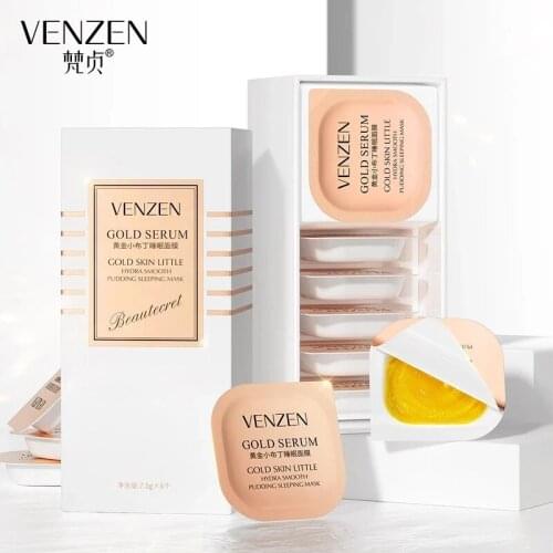 6pcs/Set Little Pudding Sleeping Mask Moisturizing Refreshing Oil Control Golden Facial Mask Deep Cleaning Brightening Skin Tone