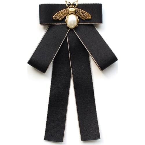 High-end Rhinestone Pearl Bow Tie Female College Style British Bank Stewardess Shirt Accessories Handmade Jewelry Womens Bowtie