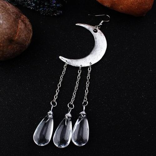 Modern Womens Earrings 2021 Unusual Earrings Fairy Grunge Natural Stone Glass Boho Crescent Moon Raindrop Stars Indian Jewelry