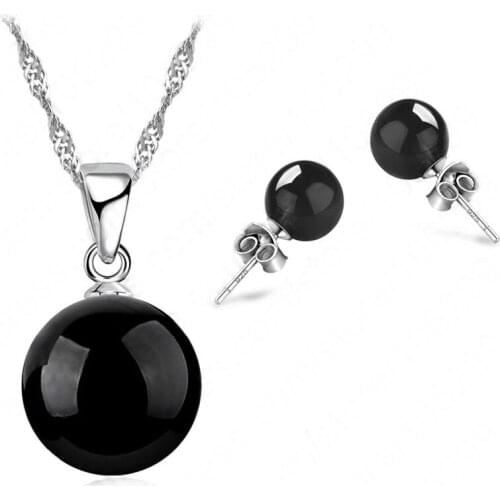 Wholesale Fast Shipping 925 Sterling Silver New Fashion Statement Fancy Women Beads Necklace Earrings Jewelry Set