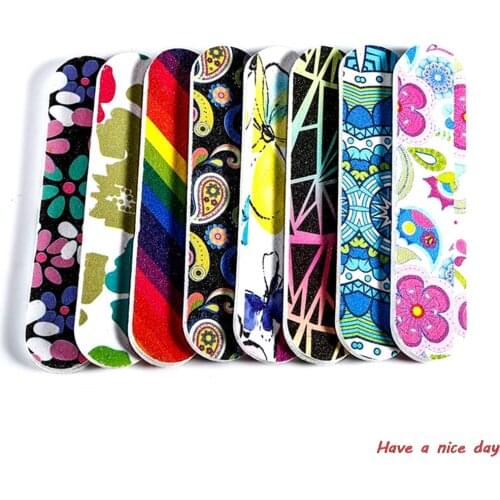 1pc Sandpaper Mini Colorful Sanding Nail File Printed Double Sided Nail Art Manicure Sanding File Buffer Grits Nail Tools