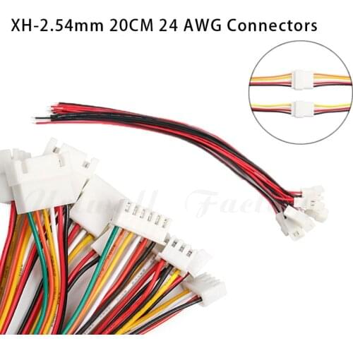 10Sets XH2.54mm Wire Cable Connector 2/3/4/5/6 Pin Male & Female Battery Charging Cable 200mm Length 26AWG