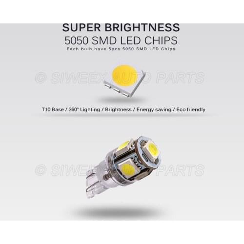 10 Pcs T10 W5W 194 168 Lamp DC 24V 5 SMD 5050 LED Interior Wedge White Lights Warm White Bulbs For Truck