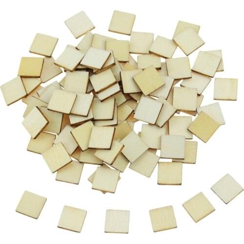 100pcs 10mm 20mm Blank Wood Squares Wood Pieces Unfinished Round Corner Square Wooden Cutouts for DIY Arts Craft
