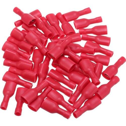 100Pcs Insulated Crimp Terminals Male Female Spade Blade Connectors Red Insulated Wire Crimp Terminal For Electrical Equipment
