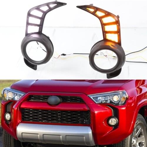 12V Daytime running lights For Toyota 4 Runner 2014 - 2020 Drl with Dynamic turn signals for cars auto Led fog lights headlights